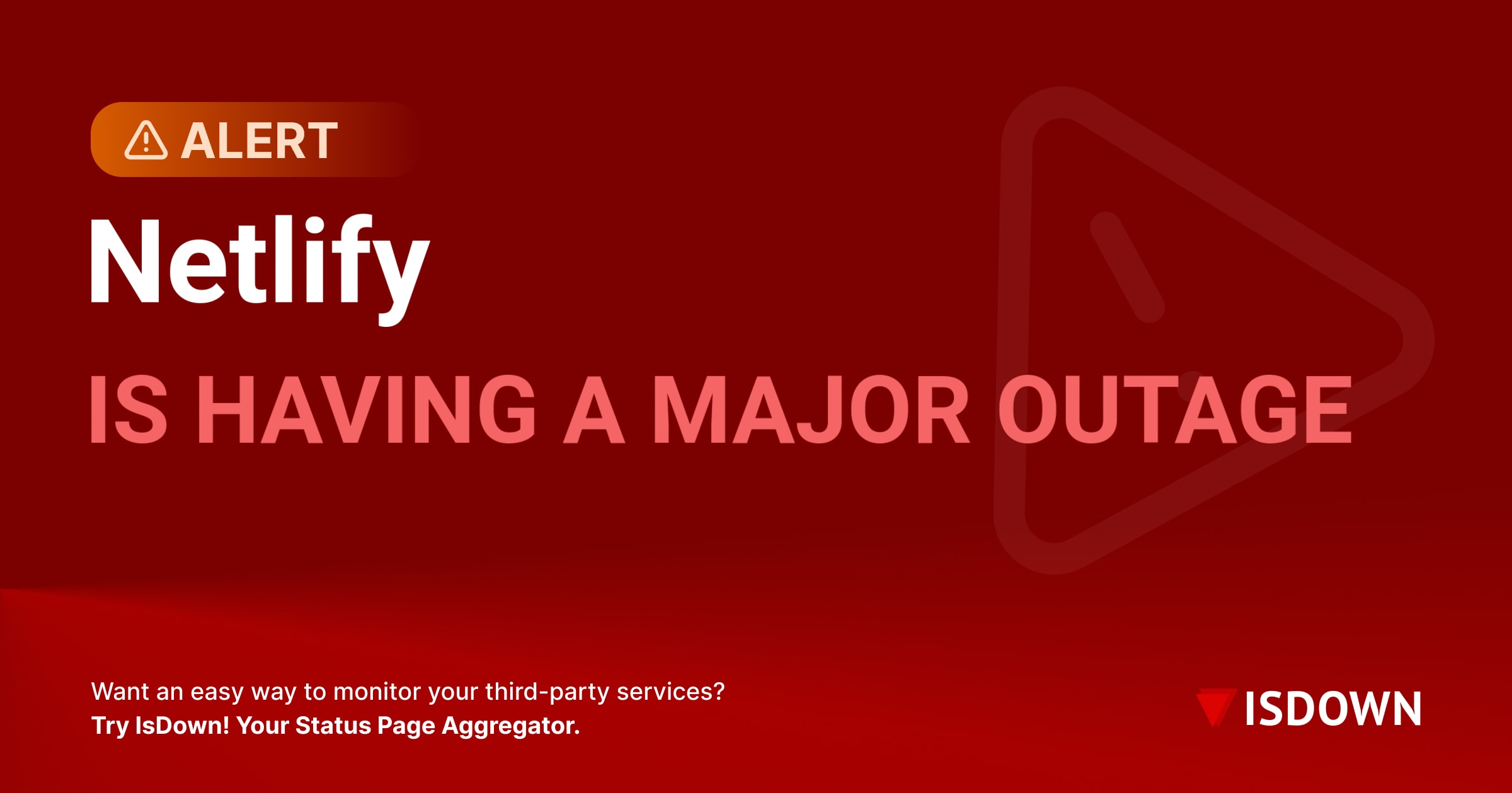 isdownapp's tweet card. Is Netlify down? Check real-time Netlify status, official outages, and user reports.