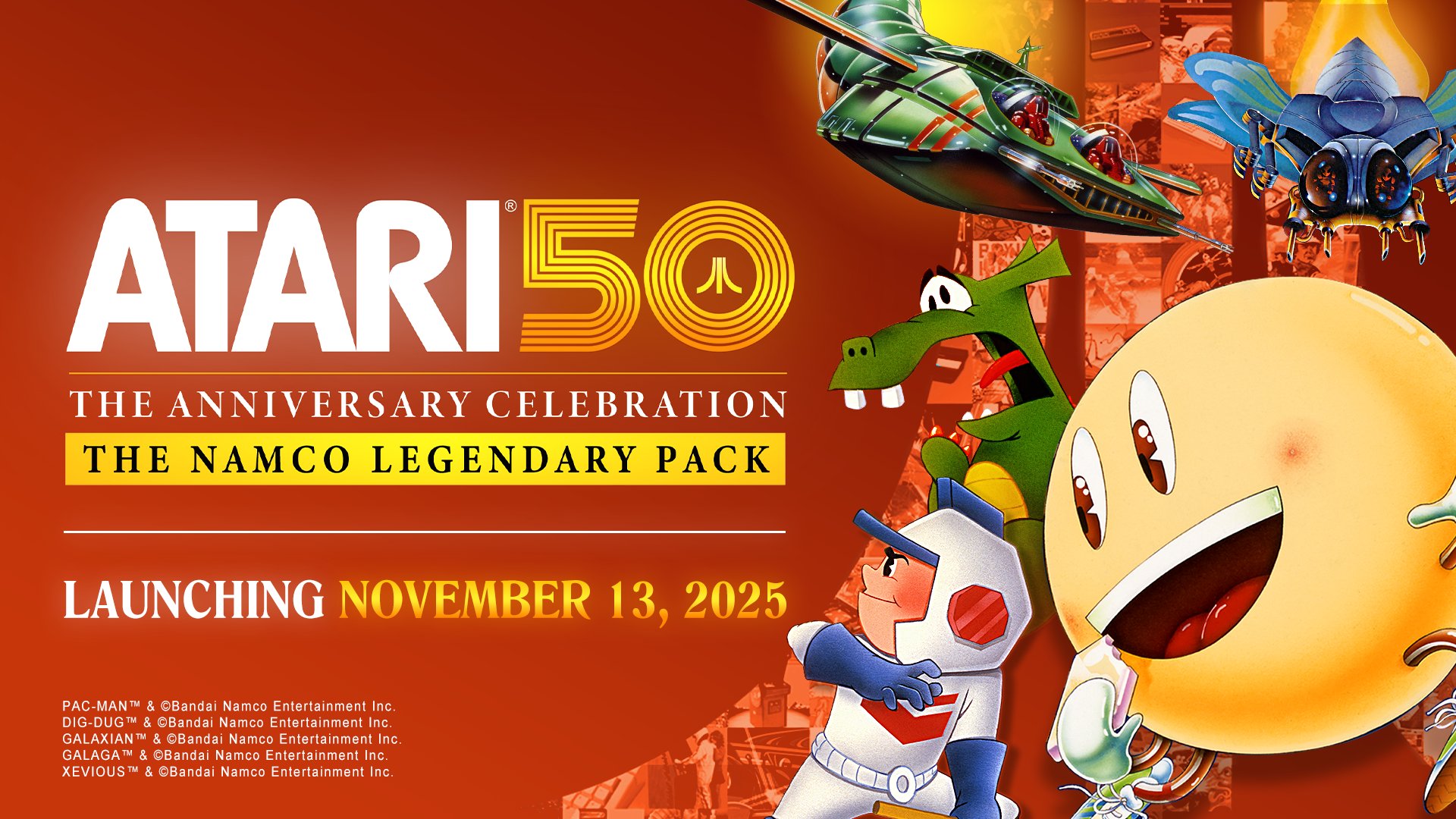 NokoBoxNet's tweet card. Digital Eclipse y Atari dieron a conocer que el DLC para Atari 50: The Anniversary Celebration, "The Namco Legendary Pack", estará disponible a partir del 13 de noviembre de 2025.