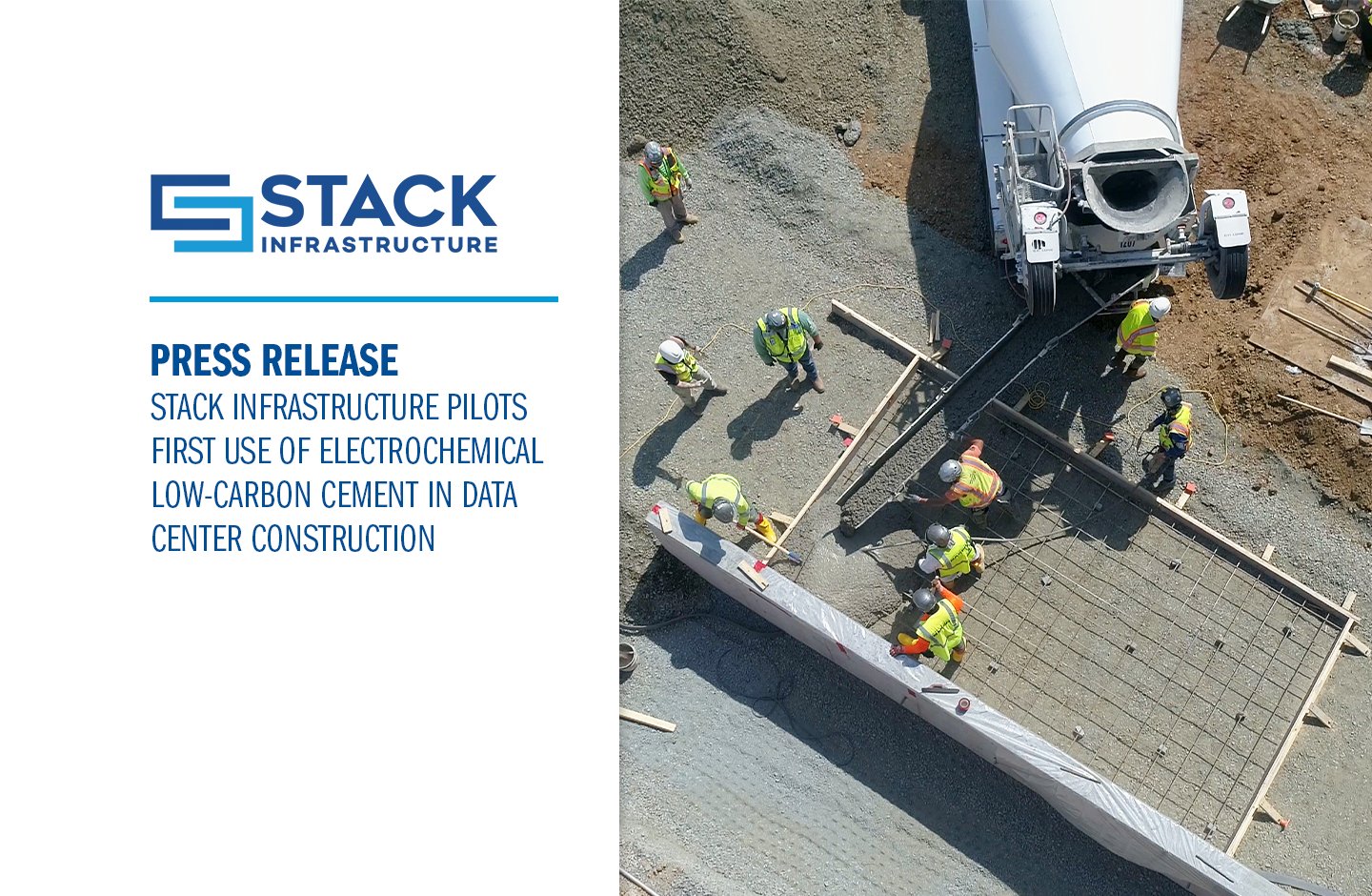 MITSTEX's tweet card. STACK Infrastructure Pilots First Use of Electrochemical Low-Carbon Cement in Data Center Construction Partnership with Sublime Systems signals industry leadership in reducing embodied carbon across...