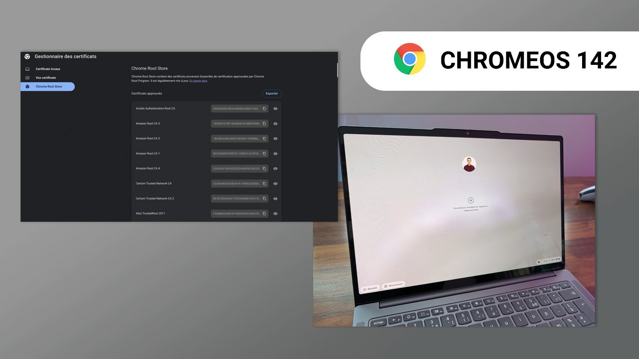 ChromebookLive's tweet card. ChromeOS 142 release : le déploiement de ChromeOS 142 est arrivée avec des nouveautés relatives à la sécurité et l'administration...