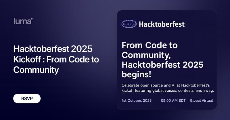 Richy_dev1's tweet card. Celebrate open source and AI at Hacktoberfest’s kickoff featuring global voices, contests, and more. Stay tuned and participate in live quizzes/contests to…
