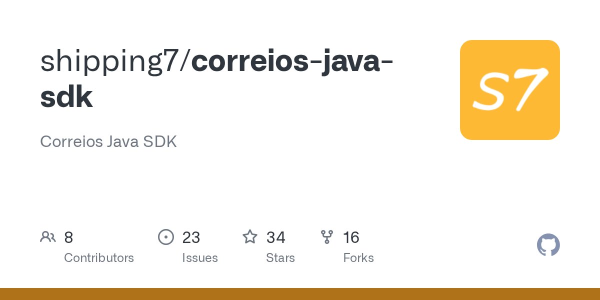 correios_sdk's tweet card. Correios Java SDK. Contribute to shipping7/correios-java-sdk development by creating an account on GitHub.