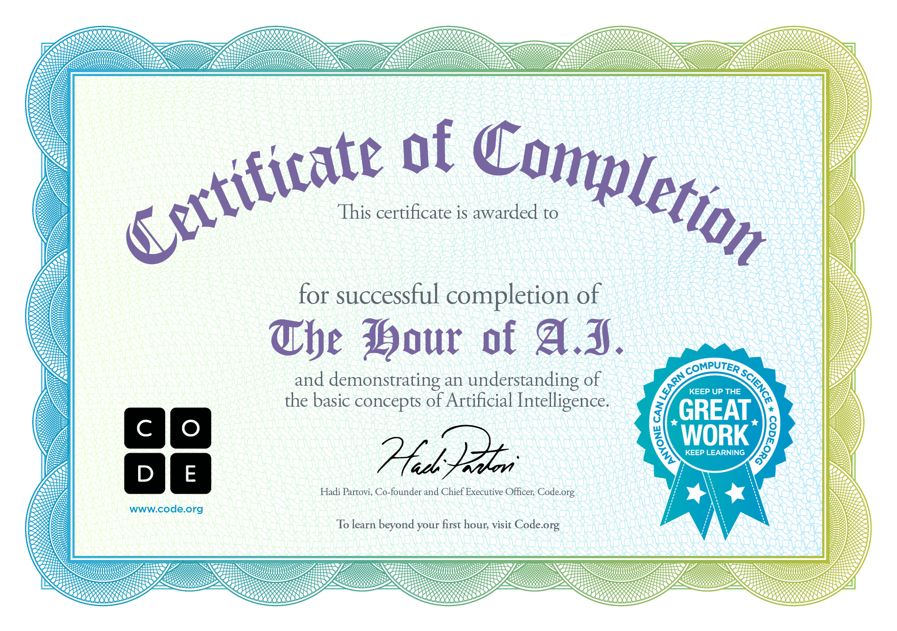 mjstuerman's tweet card. Certificate for completion of Flappy Code