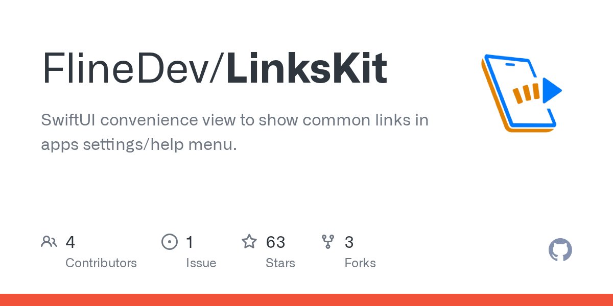 Jeehut's tweet card. SwiftUI convenience view to show common links in apps settings/help menu. - FlineDev/LinksKit
