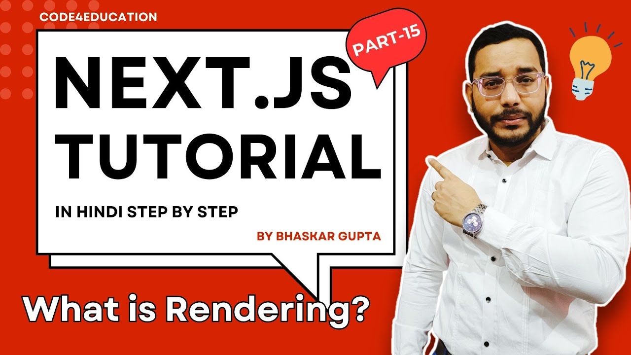 Code4educations's tweet card. Next JS Tutorial in Hindi #15 | Rendering In Next JS | Rendering In...