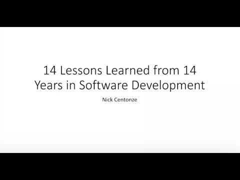 nickCentonze's tweet card. 14 Lessons Learned from 14 Years in Software Development