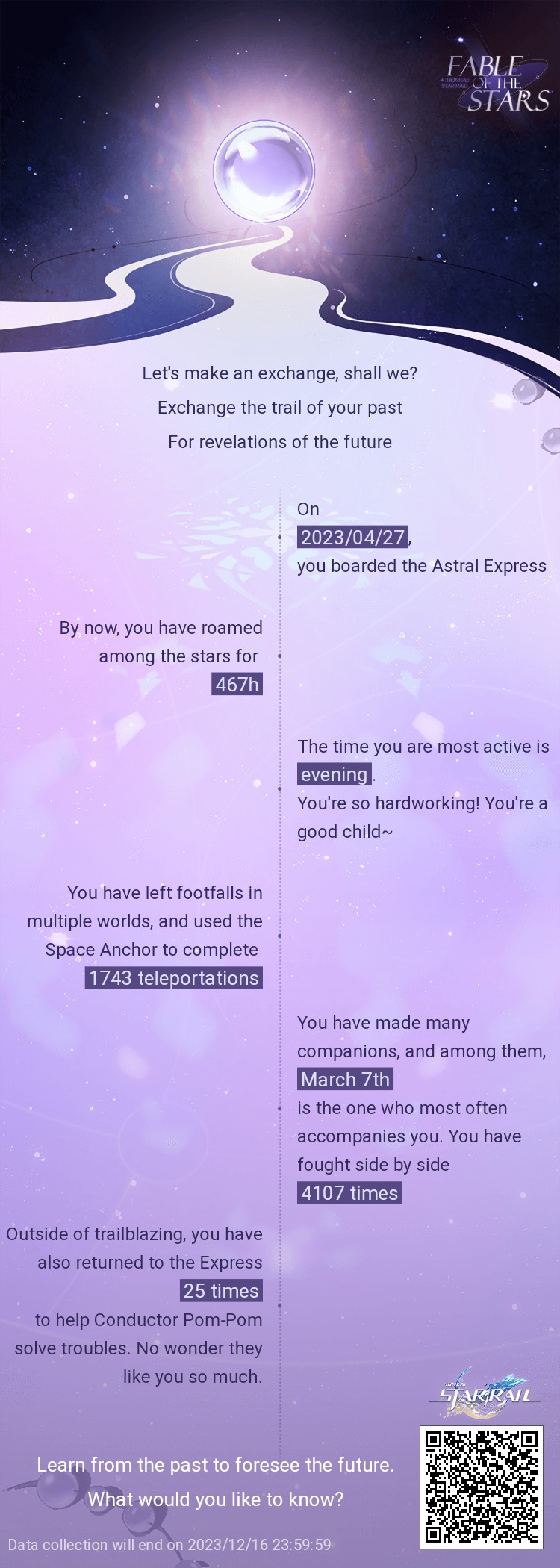 SunsetLunar5's tweet card. Click here to get your revelation for 2024! #StarRailNewYear #FableoftheStars