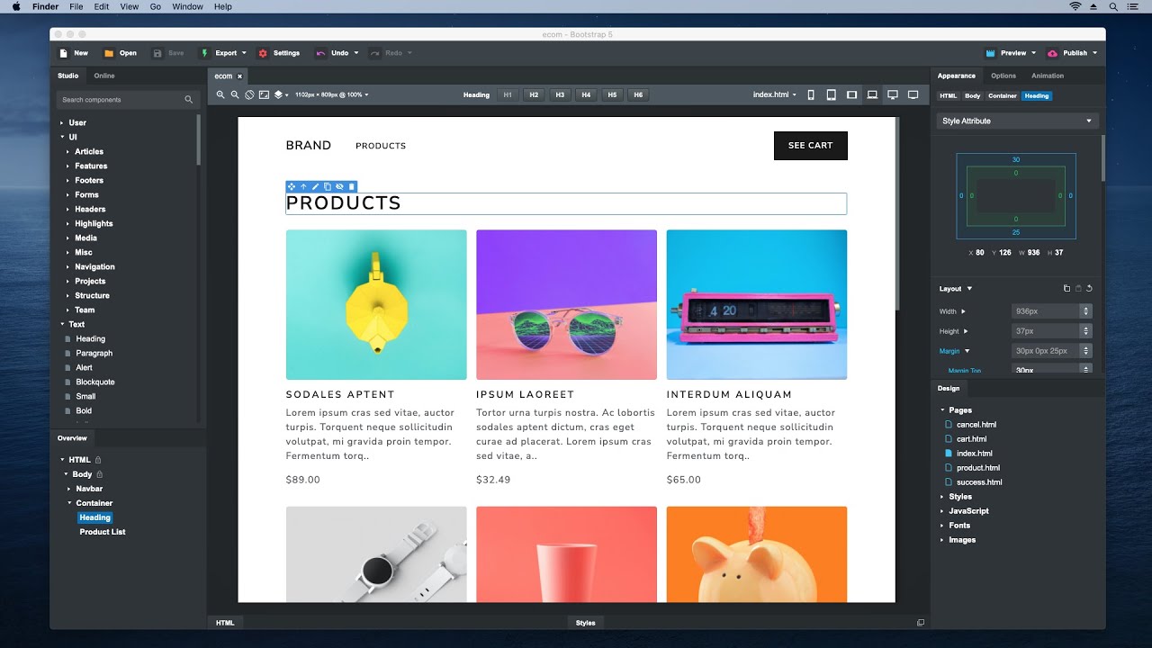 BootstrapStudio's tweet card. Building an Ecommerce Store with Bootstrap Studio