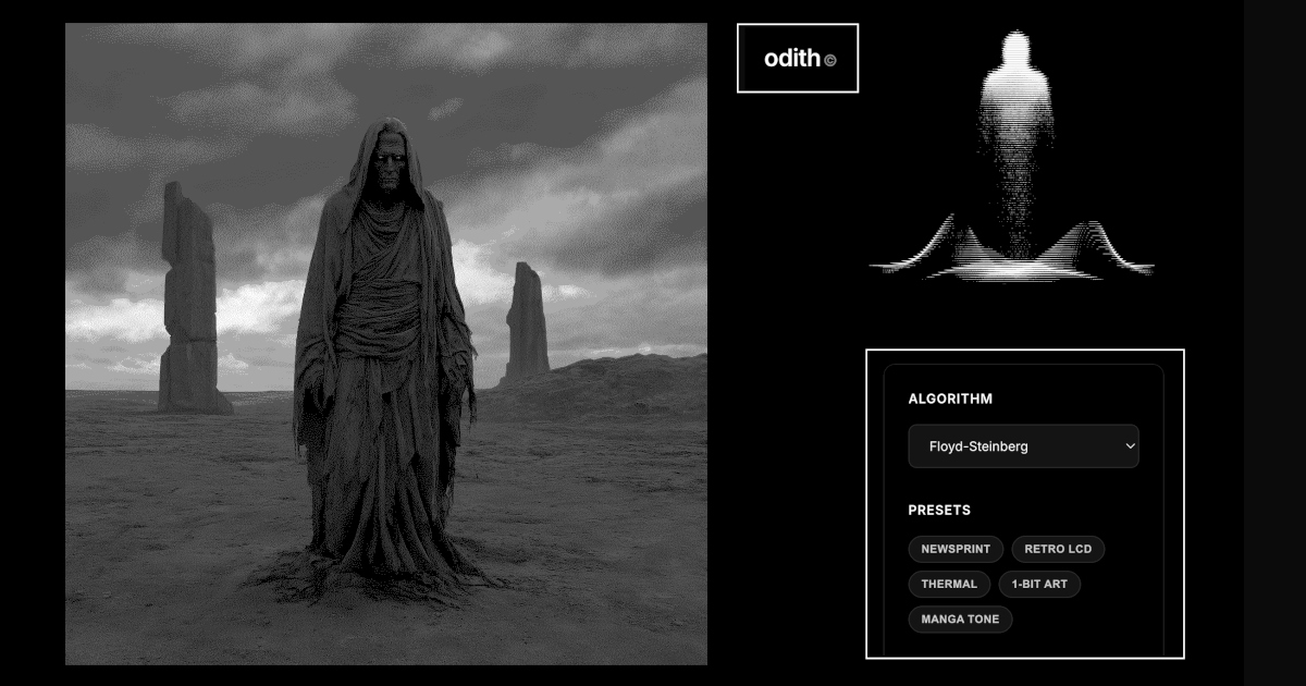 cipherprojects's tweet card. Client-side image dithering tool with multiple algorithms and palettes. No uploads, 100% private.
