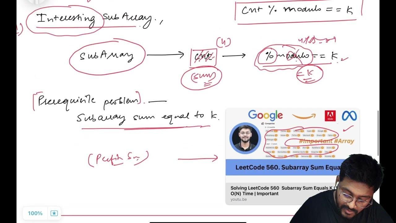 codeharmonyHQ's tweet card. LeetCode 2845 Count of Interesting Subarrays | Prefix Sum | Detailed...