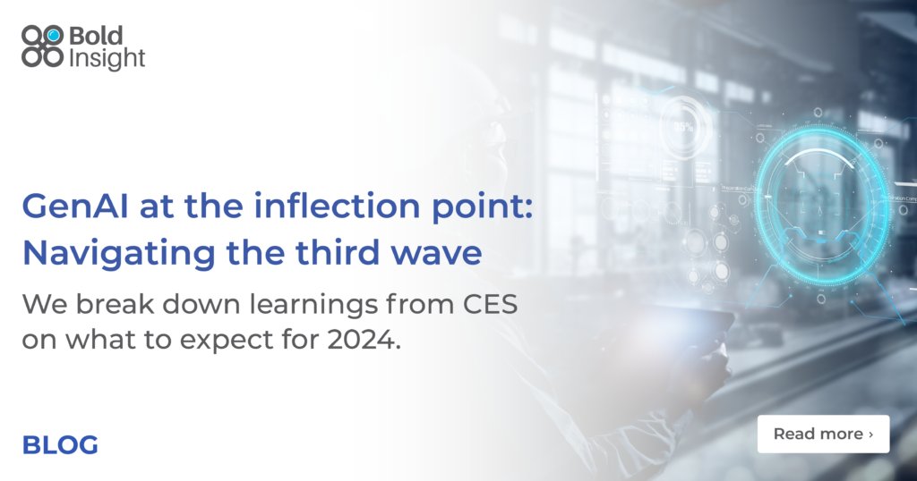 bold_insight's tweet card. 2024 is forecasted to be a crucial inflection point for AI, marking the third wave of transformative technologies.