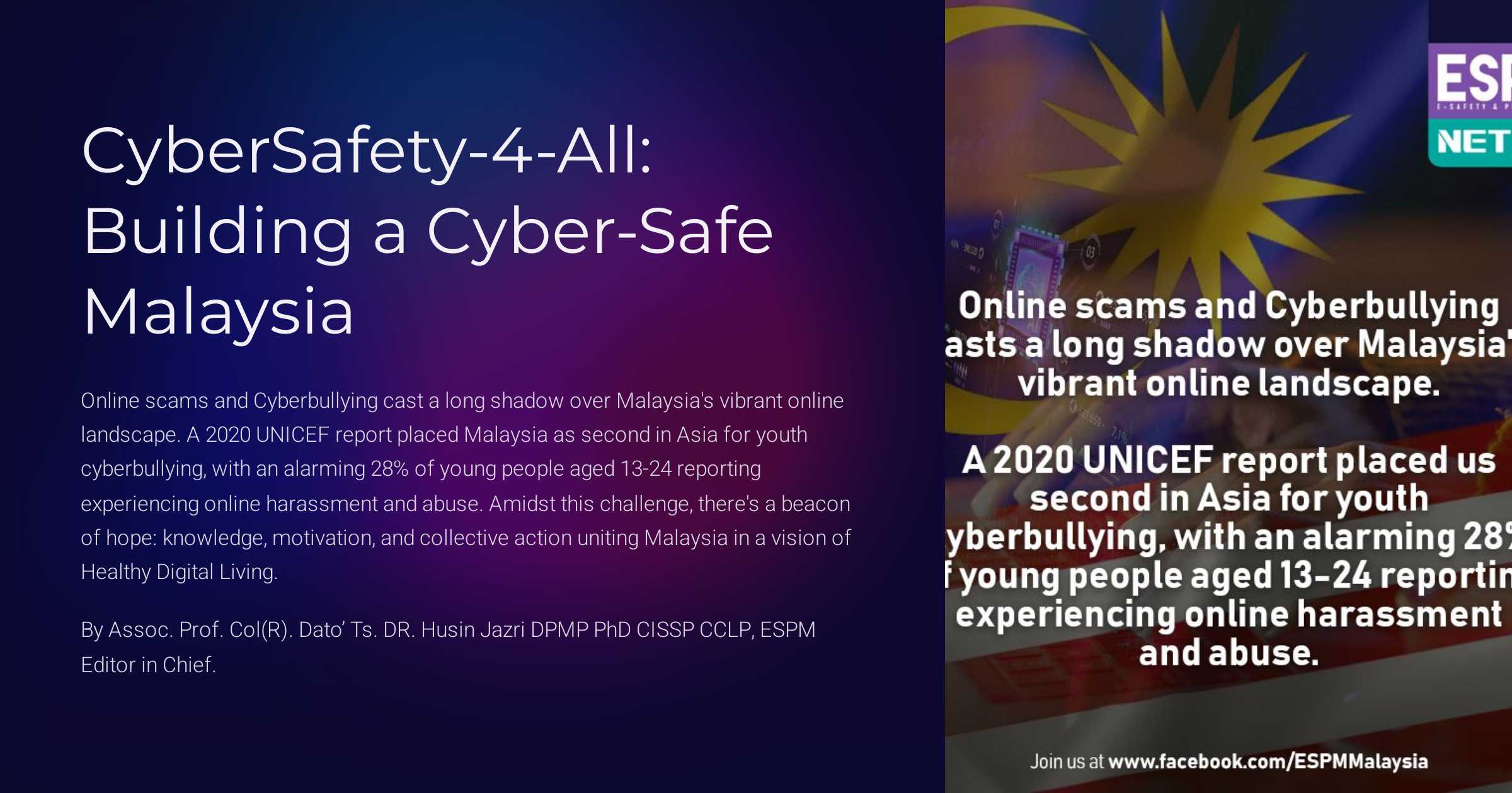 datoshafikrs's tweet card. Online scams and Cyberbullying cast a long shadow over Malaysia's vibrant online landscape. A 2020 UNICEF report placed Malaysia as second in Asia for youth cyberbullying, with an alarming 28% of...