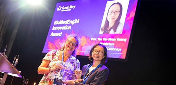 Cambridge_Eng's tweet card. Professor Shery Huang, whose research has had a significant impact on the fields of biofabrication and sustainable electronic textiles (e-textiles), has been awarded the BioMedEng24 Innovation Prize.