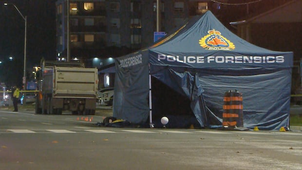 CBCHamilton's tweet card. A 52-year-old crossing guard is dead after he was struck by a dump truck on the Hamilton Mountain, police say.