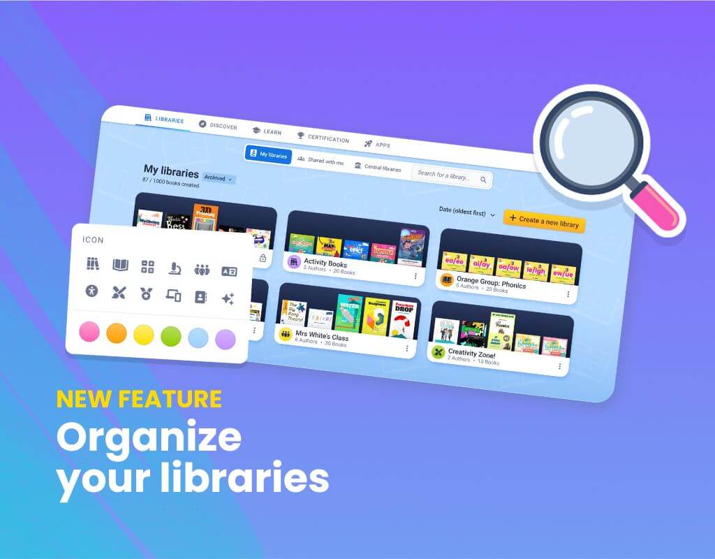 EdTechApril's tweet card. Take control of your Book Creator dashboard with new tools to organize, sort, and search your libraries. Discover the most requested features of 2025—custom sorting, drag-and-drop, search bar, and...