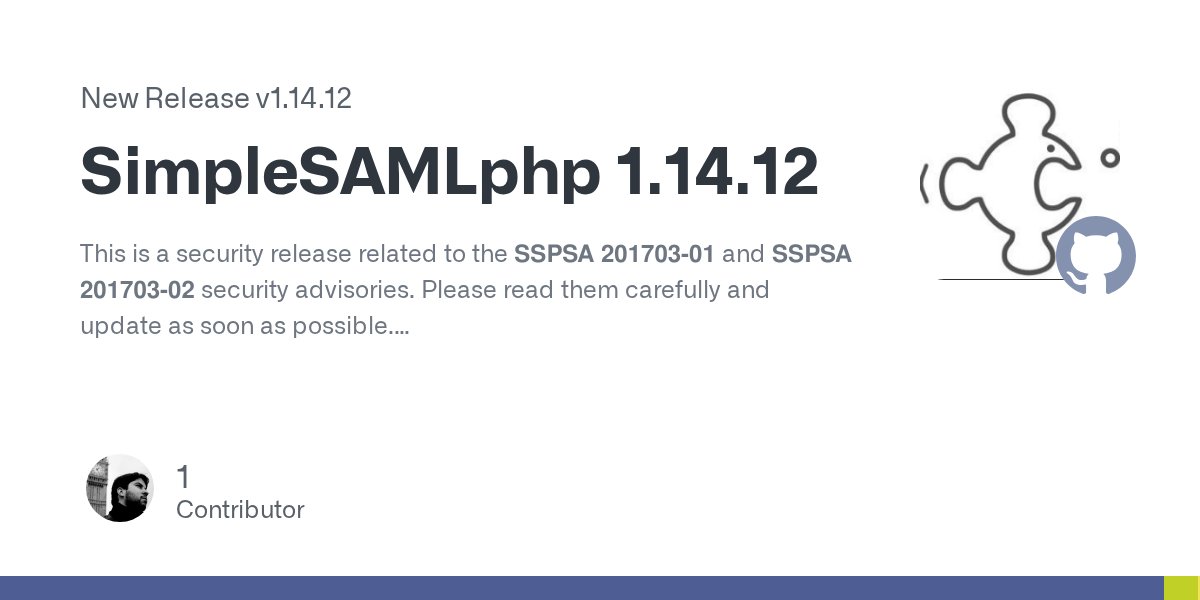 simplesamlphp's tweet card. This is a security release related to the SSPSA 201703-01 and SSPSA 201703-02 security advisories. Please read them carefully and update as soon as possible. Use the link below to download and veri...