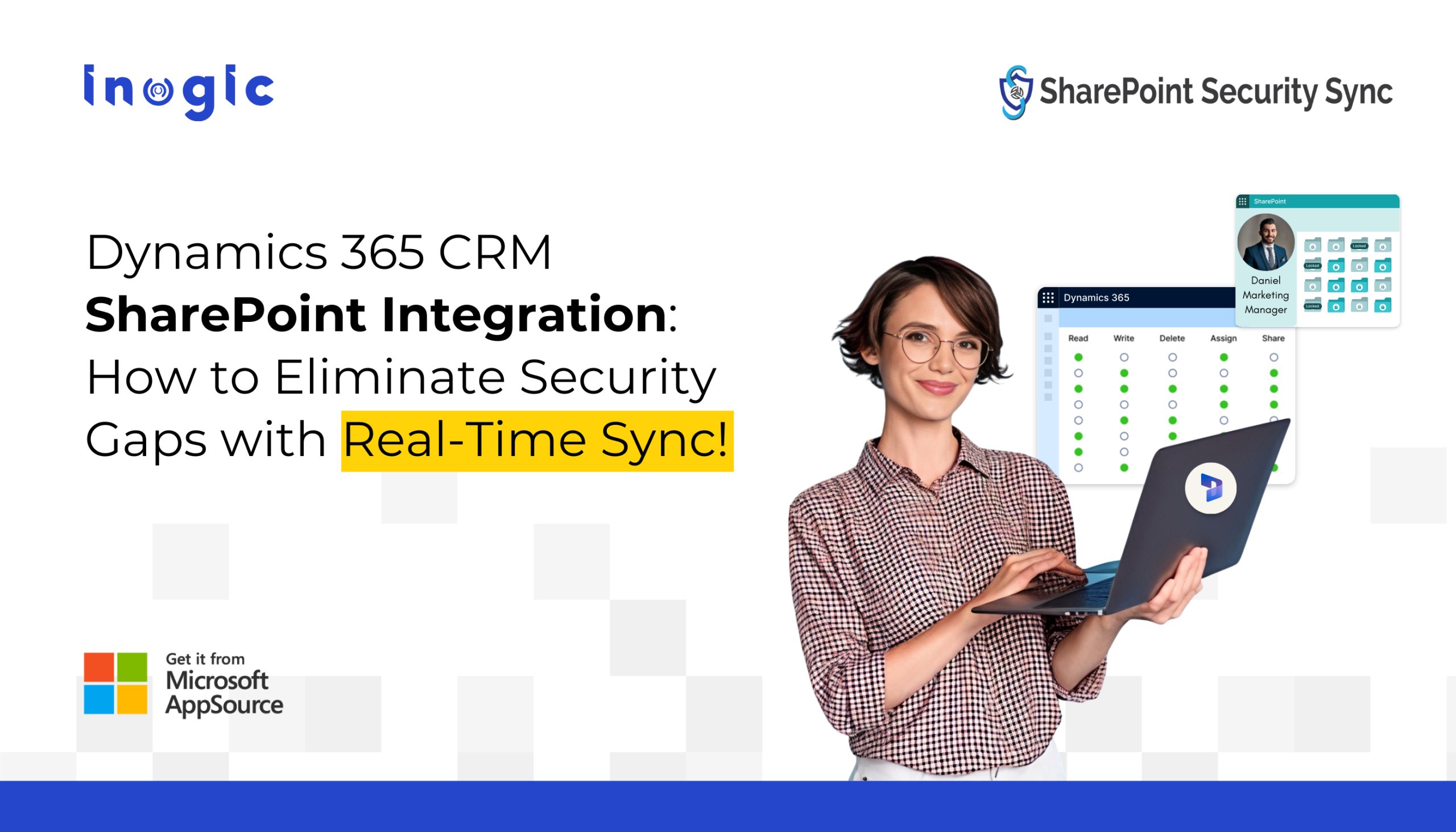 inogic's tweet card. Secure Dynamics 365–SharePoint integration with real-time sync to prevent data leaks and ensure compliance.