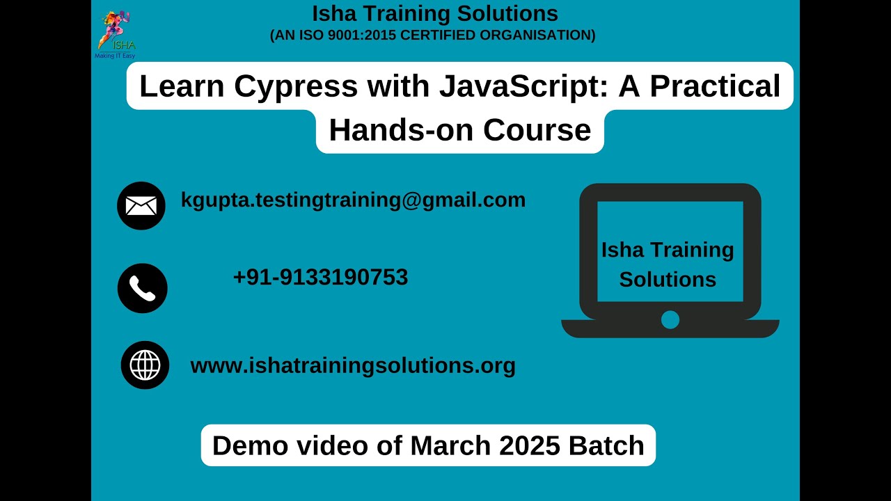 IshaKumargupta's tweet card. Learn Cypress with JavaScript: A Practical Hands-on Course Demo Video...