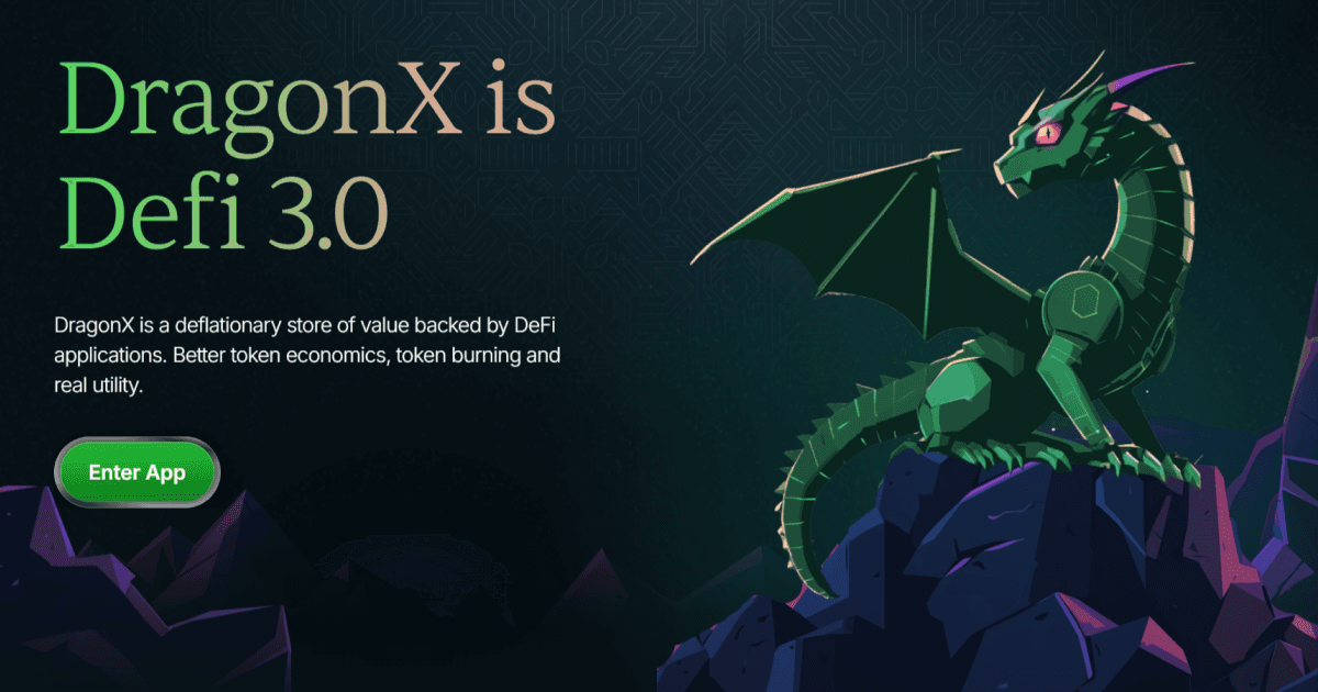 GenuineRealMoe's tweet card. DragonX is a deflationary store of value backed by DeFi  applications. Better token economics, token burning and real utility.