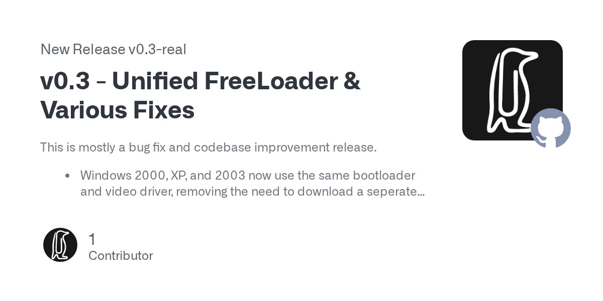 DistrosProjects's tweet card. This is mostly a bug fix and codebase improvement release. Windows 2000, XP, and 2003 now use the same bootloader and video driver, removing the need to download a seperate ISO Updated FreeLoader ...