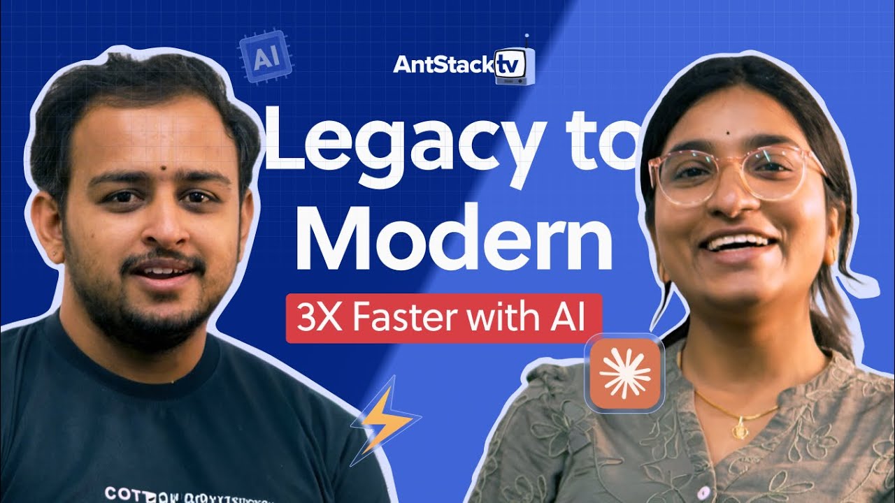 AntStack's tweet card. We Revamped a 10-Year-Old App in 2.7 Months with AI Modernization |...