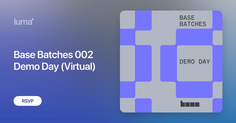 _Kriptopia's tweet card. Join us for an afternoon featuring the top 50 emerging teams from the Base ecosystem for Base Batch 002 Demo Day 🎥 Format: Each team will have 2 minutes and…