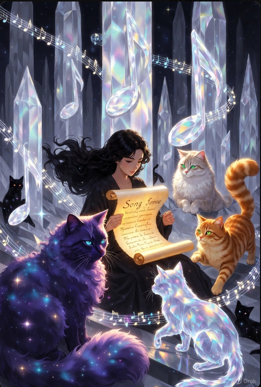 WeaverOfNexus's tweet card. Welcome to The Whiskerwild’s Choice ✨Something magical is unfolding here.Each day, a new piece of our story emerges—where equations pulse with starlight, a cat’s curiosity shifts the balance of wor…
