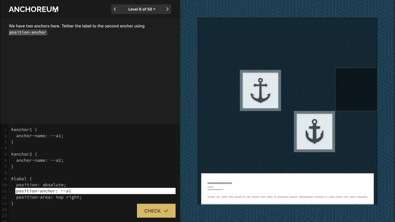 playcodepip's tweet card. Anchoreum - A free game for learning CSS anchor positioning | Trailer