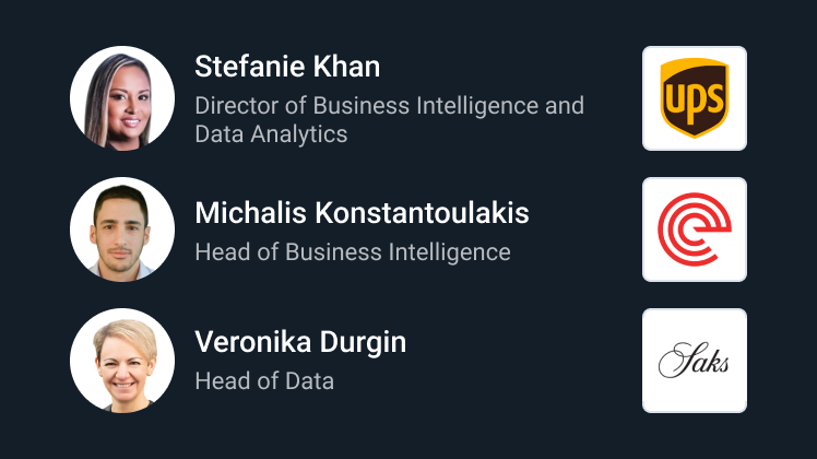 AtScale's tweet card. Watch this webinar to learn how UPS, efood, and Saks democratize Data Analytics and Business Intelligence.