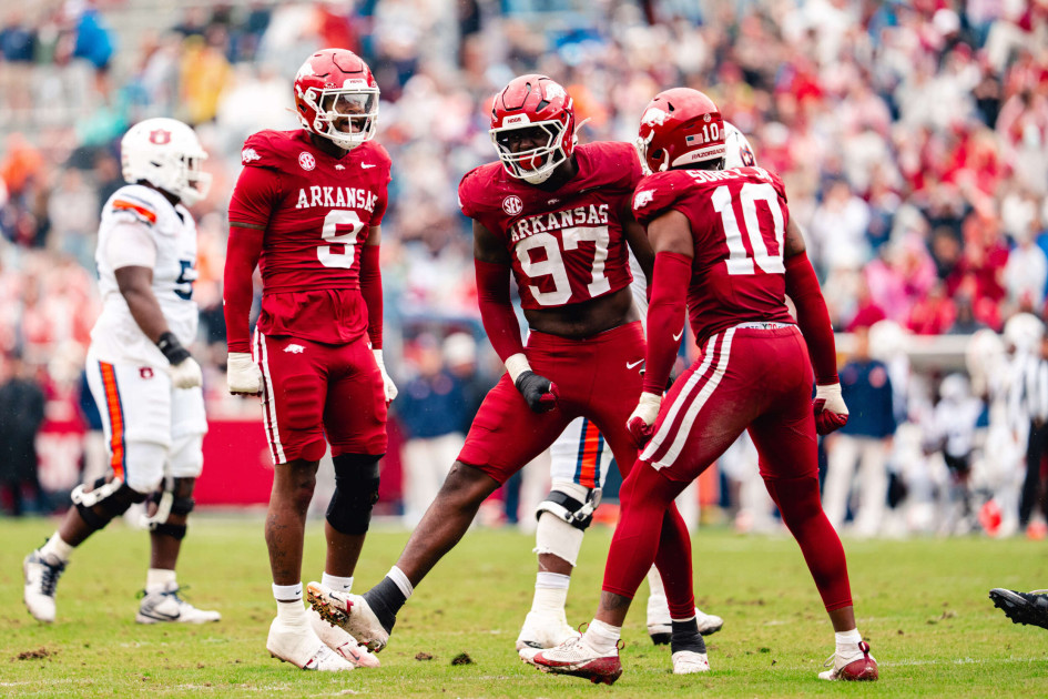 RazorbackComms's tweet card. Arkansas, led by interim head coach Bobby Petrino, returns to action this weekend by visiting LSU. Kickoff is slated for 11:45 a.m. on Saturday, Nov. 15. The game will be televised on SEC Network.