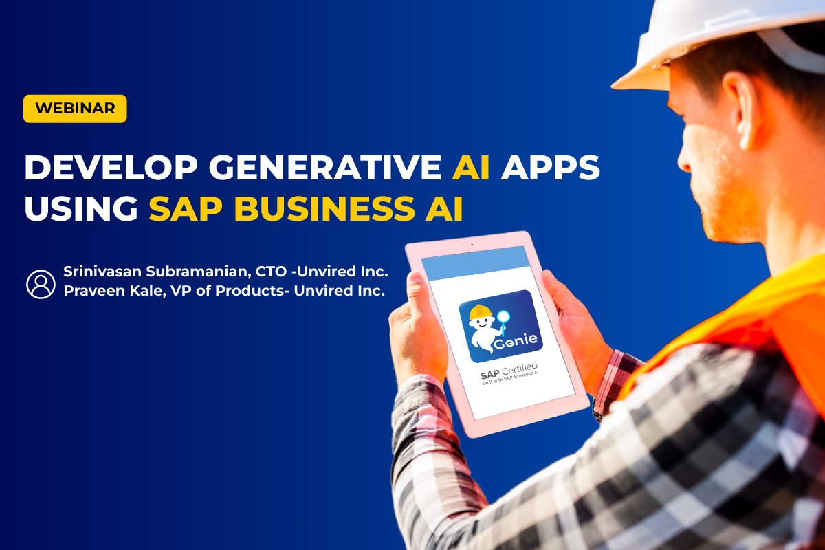 unvired's tweet card. Are you looking to harness the power of Generative AI but unsure how to implement secure and scalable AI solutions using SAP Business Technology Platform