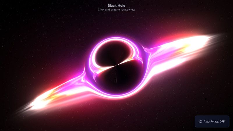 techartist_'s tweet card. An interactive 3D black hole visualization created using Three.js and WebGL. This demo utilizes custom GLSL shaders to render the animated accretion di...