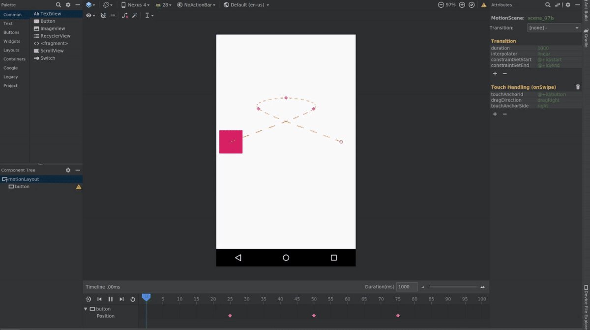camaelon's tweet card. Intro to MotionLayout part IV: Keyframes Deep Dive