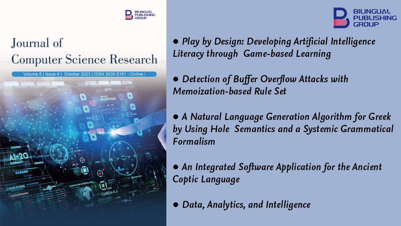 jcsr_Editorial's tweet card. Journal of Computer Science Research | Vol.5, Iss.4 October 2023