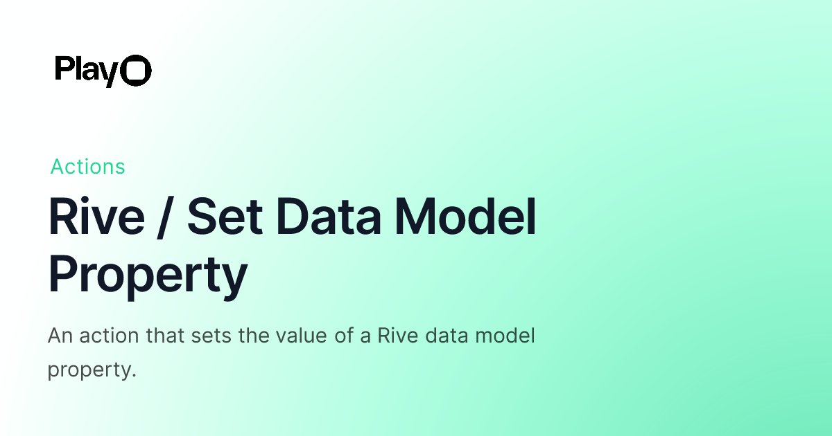 createwithplay's tweet card. An action that sets the value of a Rive data model property.