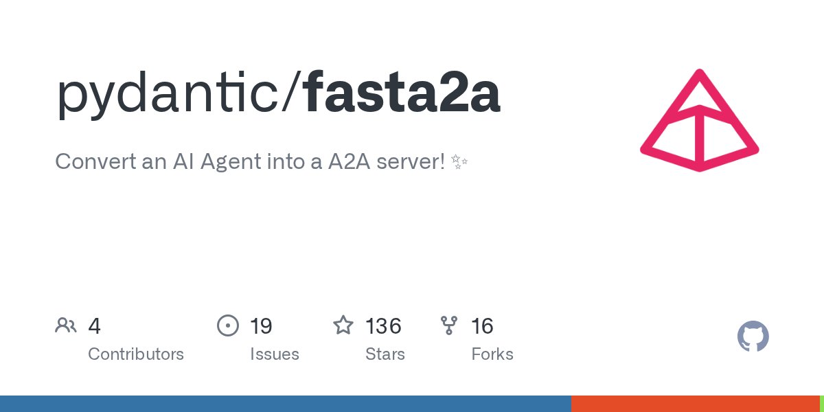 TheAIWorker's tweet card. Convert an AI Agent into a A2A server! ✨. Contribute to pydantic/fasta2a development by creating an account on GitHub.