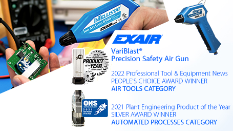 EngineeringEX's tweet card. EXAIR’s Intellistat Ion Air Gun won the 2021 Silver Plant Engineering Product of the Year Award from the Mechanical Category and the Occupation Health and