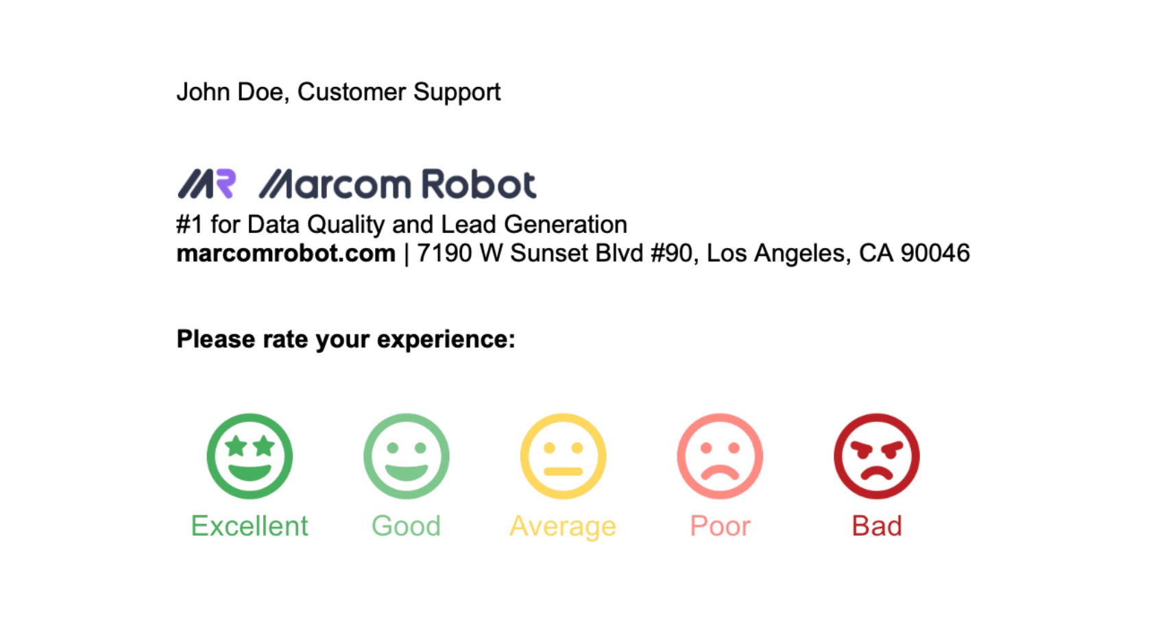 MarcomRobot's tweet card. Email signature survey is a great way of collecting feedback with minimum effort and expense.