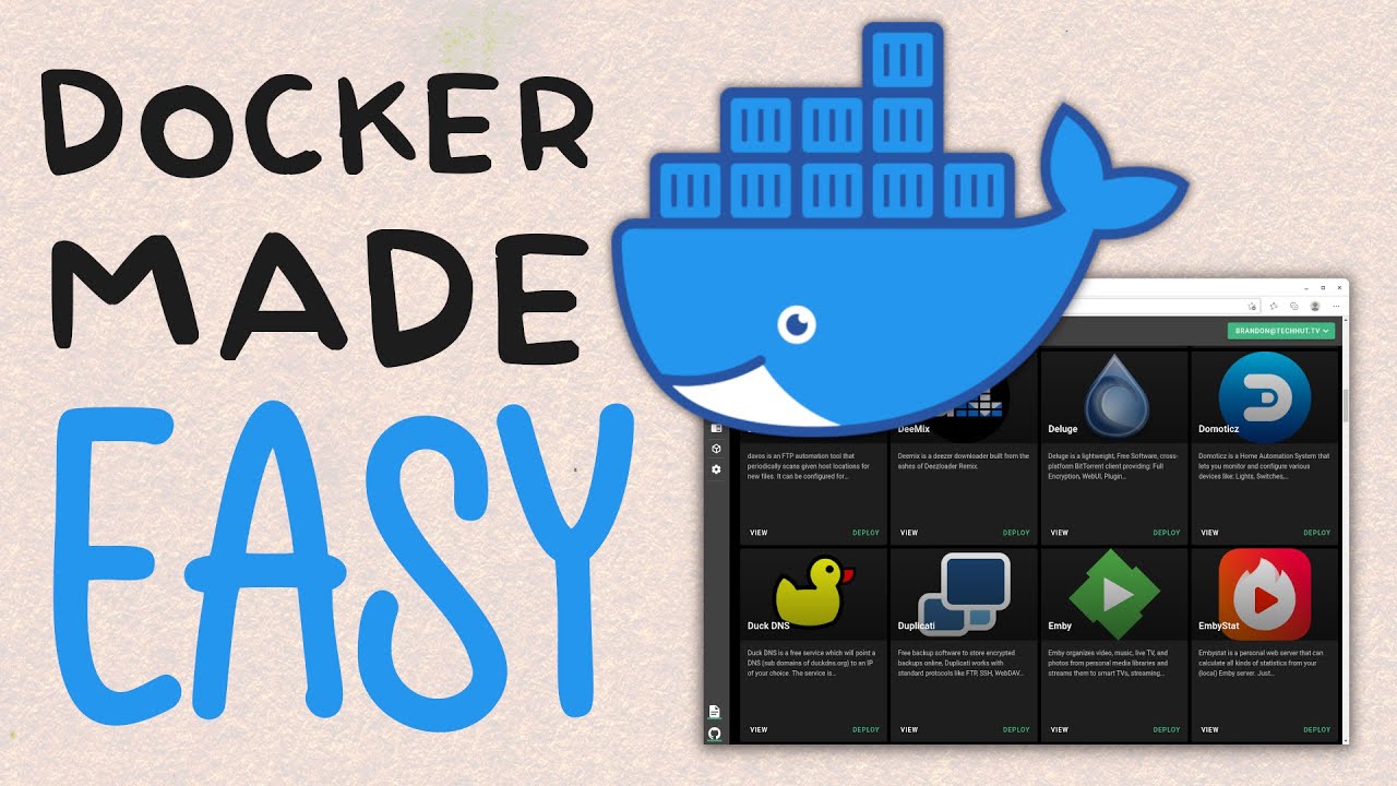 TechHutTV's tweet card. Docker made EASY with Yacht