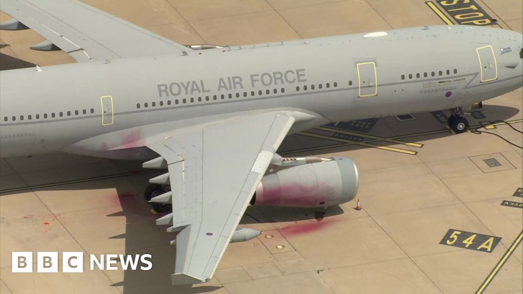 SWAM10056's tweet card. Keir Starmer describes the "vandalism" as "disgraceful" after Palestine Action activists spray paint on military planes.