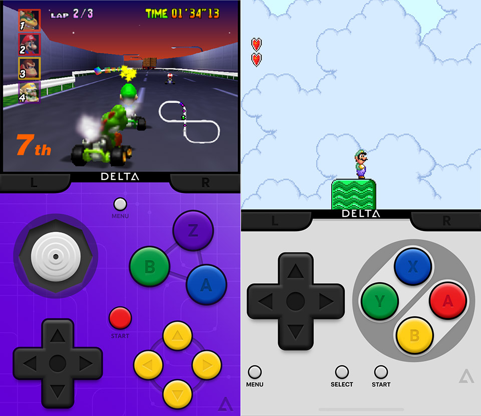 techeblog's tweet card. It's official, the rumored Delta Emulator has been released on Apple's App Store for the iPhone, and it supports NES, SNES, and N64 games. Not only does it support third party Bluetooth controllers,...