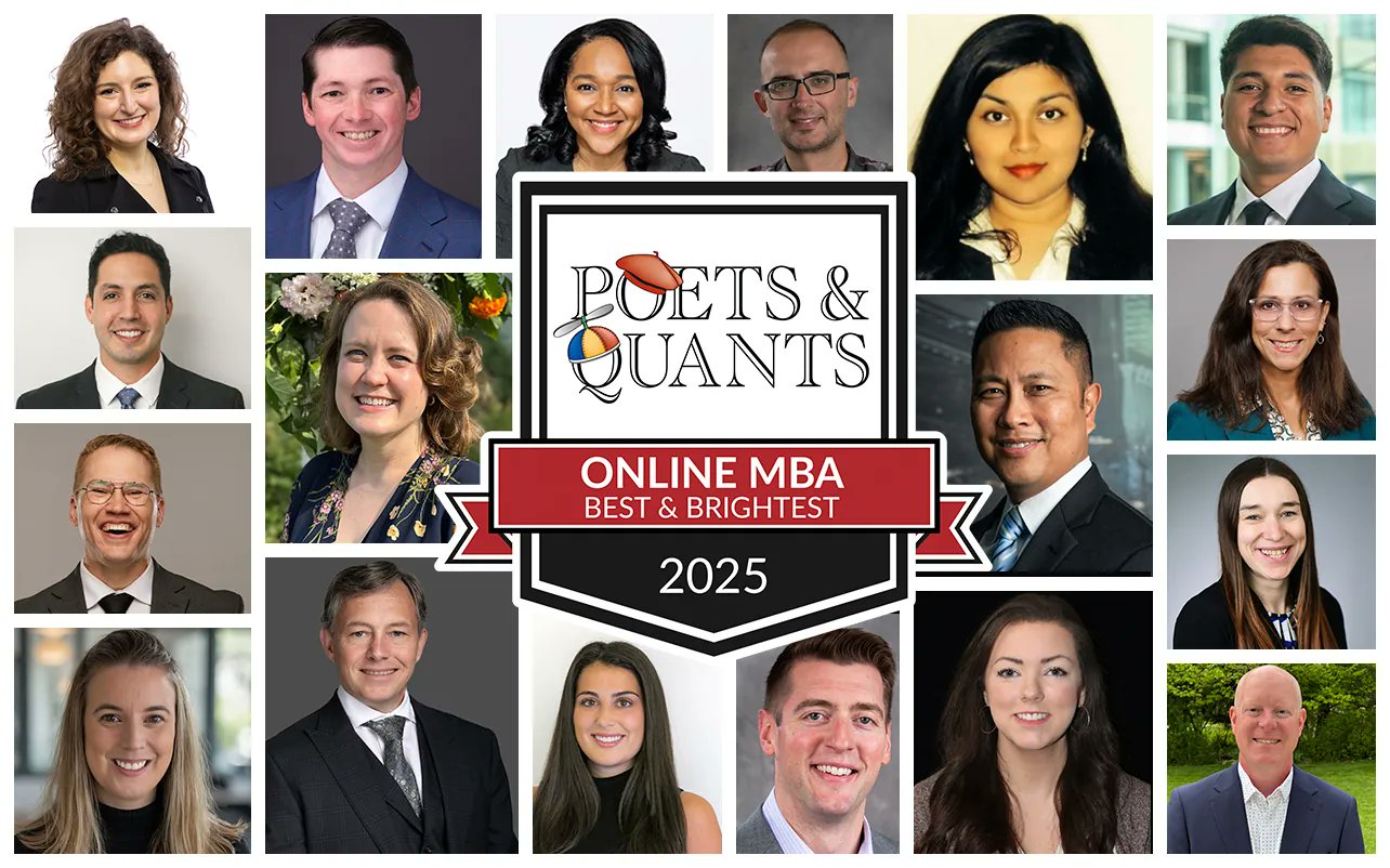 CChangeMedia's tweet card. Meet the Best & Brightest Online MBAs of 2025, featuring 56 students from 39 top business schools worldwide