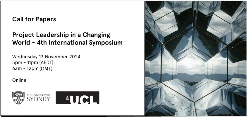 ProfSoderlund's tweet card. 📢 Call for Papers: 4th International Symposium on Project Leadership in a Changing World 🏫 Organized by: John Grill Institute for Project Leadership (University of Sydney) & The Bartlett School of...