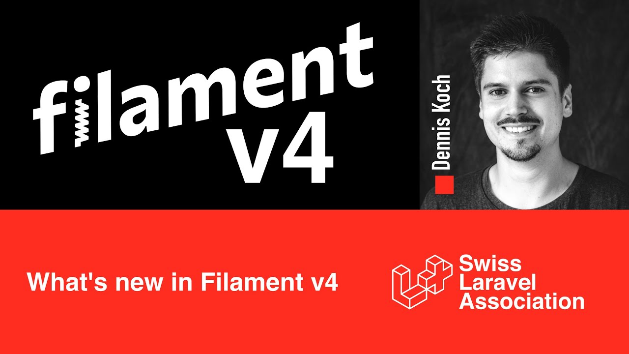 swisslaravel's tweet card. What's new in Filament v4 with Dennis Koch