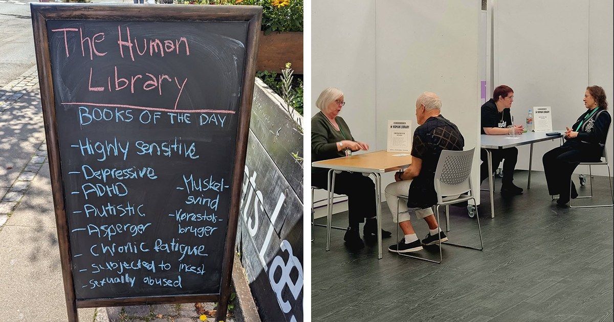 TheHumanLibrary's tweet card. This ingenious concept restores our faith in humanity! What a wonderful way to respectfully engage with people who can share their firsthand experiences and break free of divisive stigmas and...