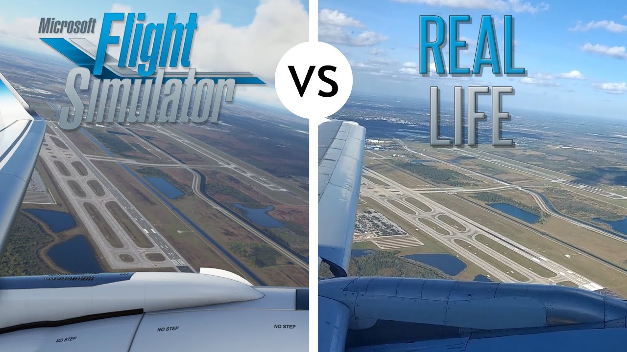 MSFSofficial's tweet card. Microsoft Flight Simulator (FS2020) vs Real Life | Takeoff from...