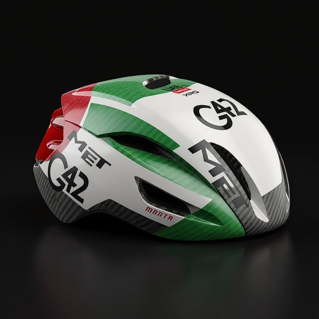sirventmarc's tweet card. I designed a helmet for UAE Team Emirates-XRG using AI. View and vote for my design here: #Helmetverse #WeAreUAE #G42 #TDF2025