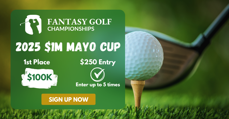 SkyHookDFS's tweet card. Fantasy Golf Championships - The Race for the Mayo Cup