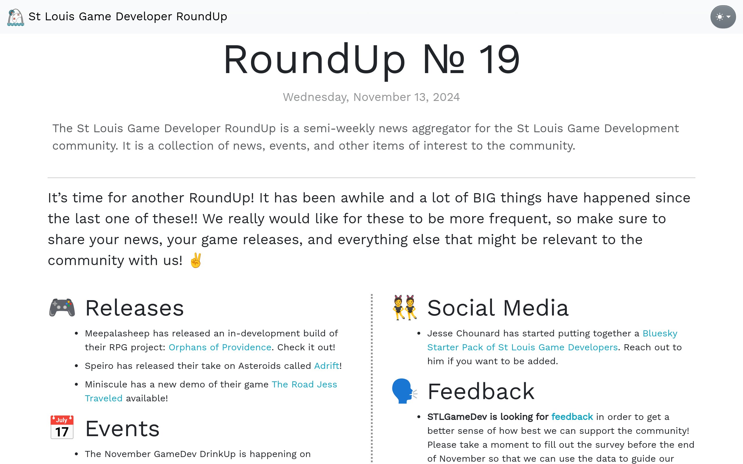 AxolStudio's tweet card. The St Louis Game Developer RoundUp is a monthly news aggregator for the St Louis Game Development community. It is a collection of news, events, and other items of interest to the community.