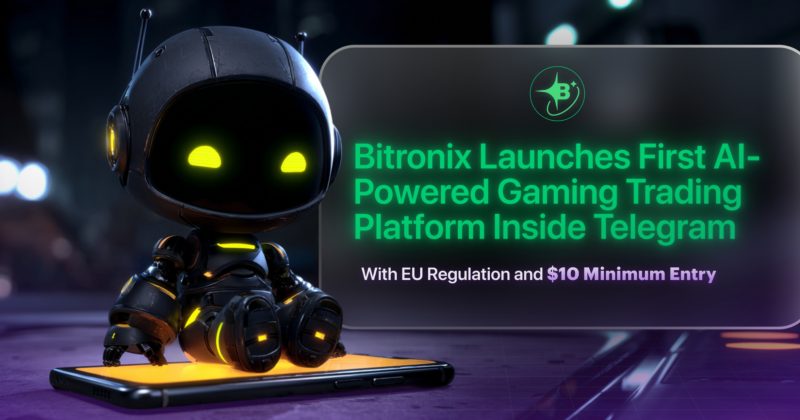skylarknova's tweet card. Bitronix launches the first AI-powered gaming trading platform on Telegram, backed by EU regulation and just $10 minimum entry.